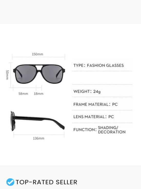 Vintage Oversized Pilot Square Frame Sunglasses UV400 Unisex Retro Double Bridge